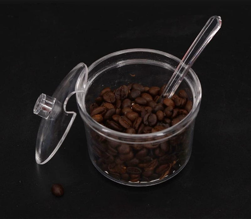 Mozacona 2pcs Clean Acrylic Sugar Bowl Spice Jar Spice Storage Pot with Lid and Spoon - Image 5